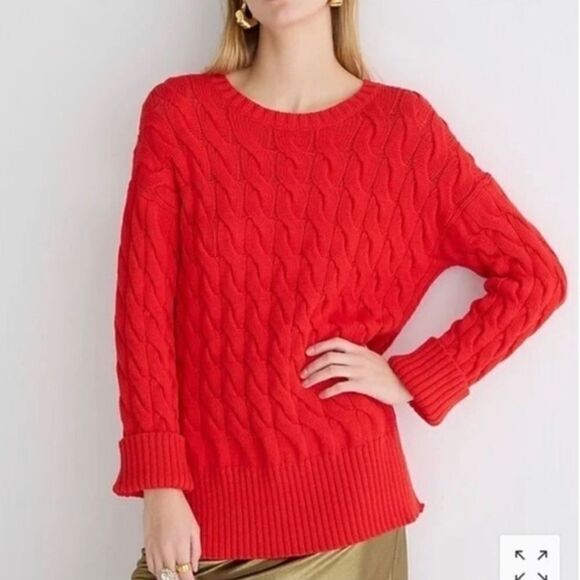 J. CREW Women’s Cable Knit Sweater Sz XS-S in Scarlett - Picture 1 of 10